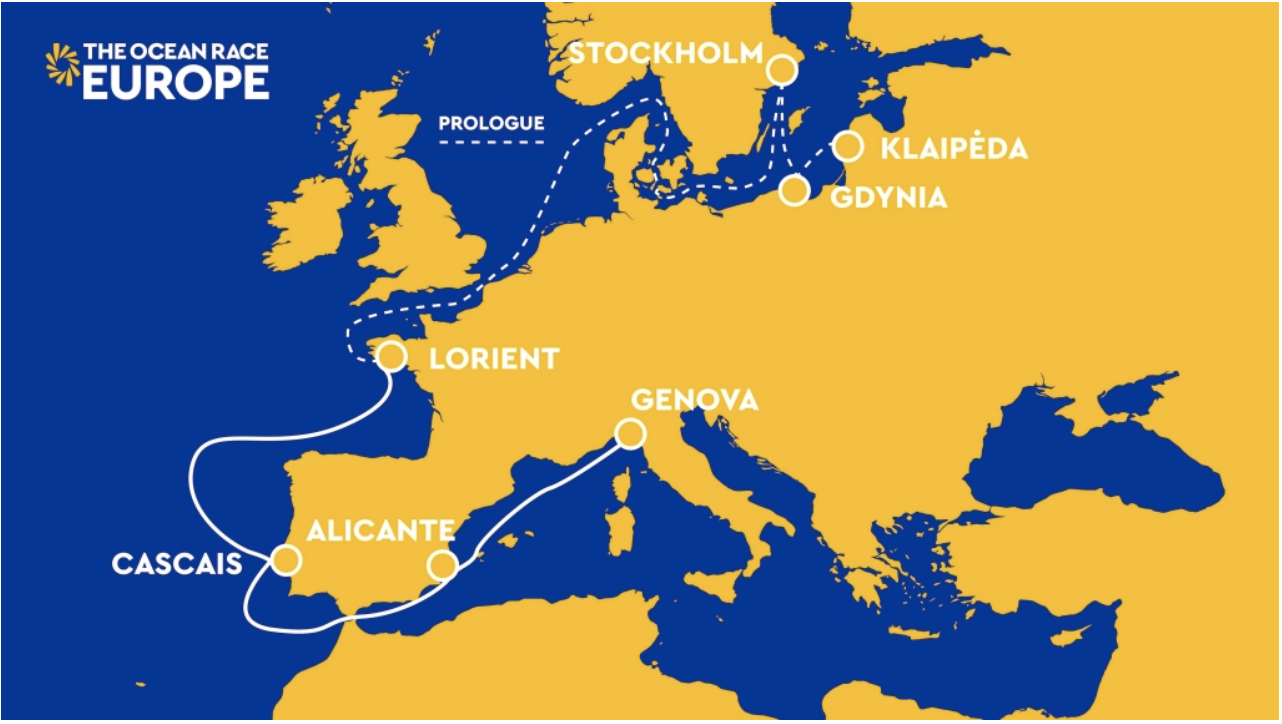 The Ocean Race Europe - mapa z trasą