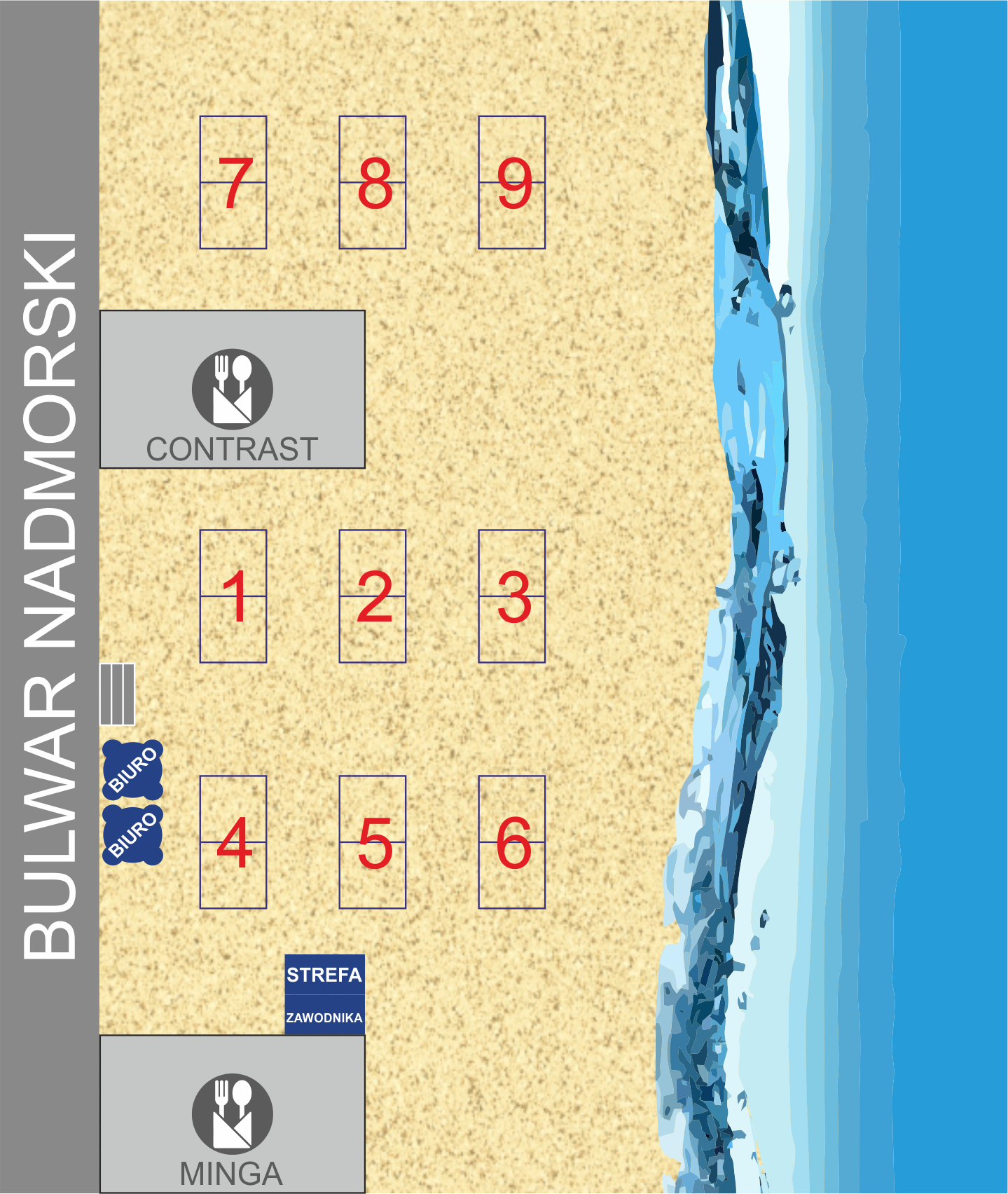 mapa boisk na plaży