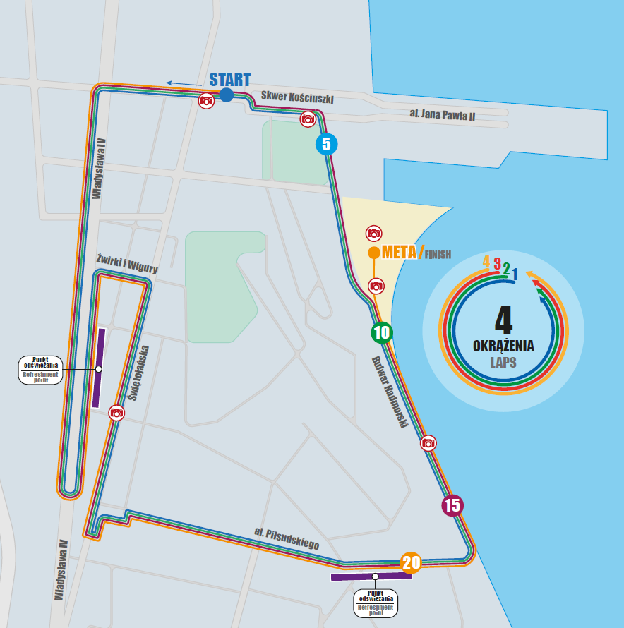 Trasa Mistrzostw Świata w Półmaratonie Gdynia 2020. Zawodnicy przebiegną cztery pętle