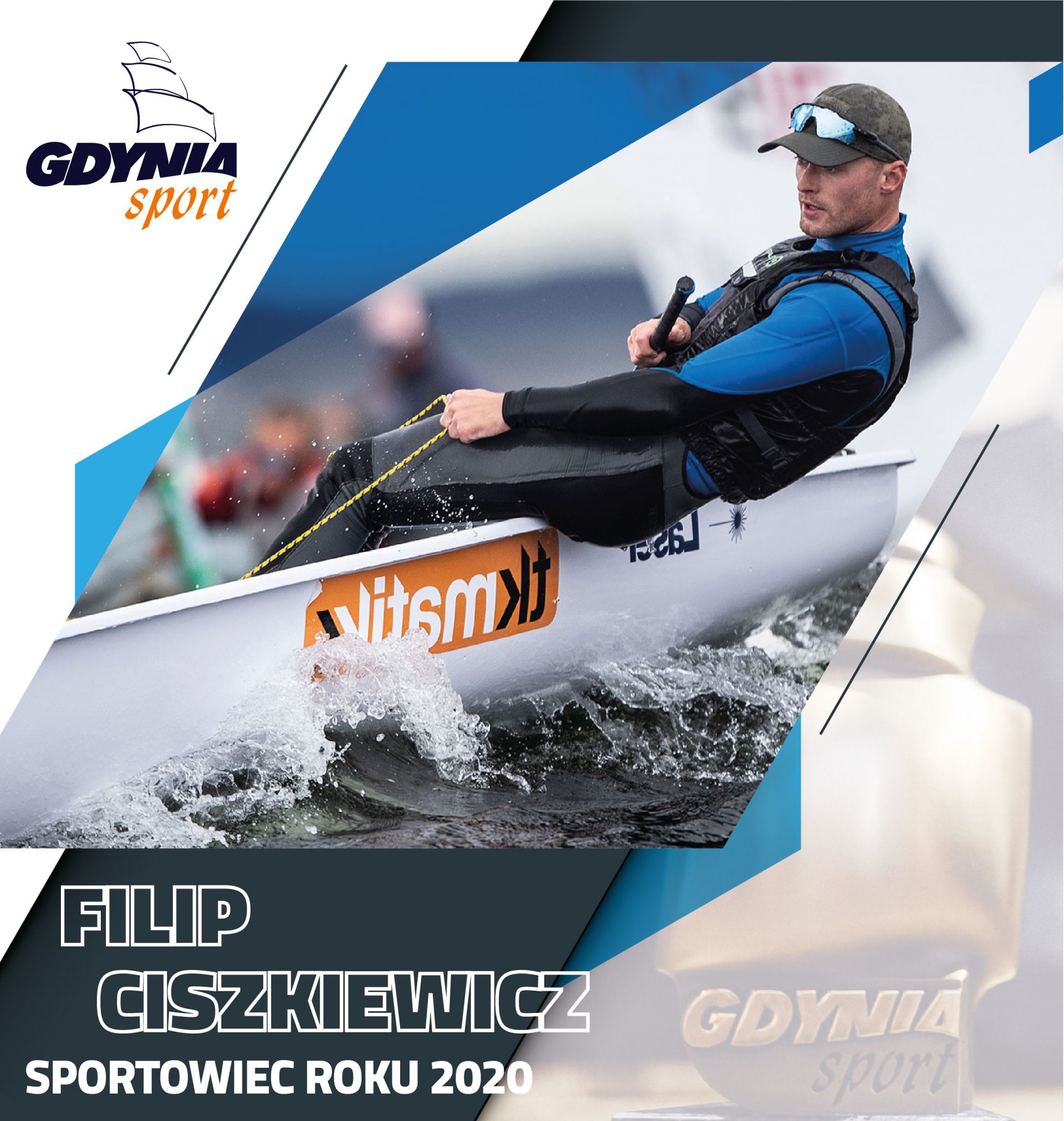 Na zdjęciu widzimy Filip Ciszkiewicza na łódce Laser Radial podczas zawodów
