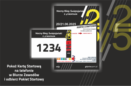 Karty startowe Nocnego Biegu Świętojańskiego z Decathlon w Profilu Zawodnika